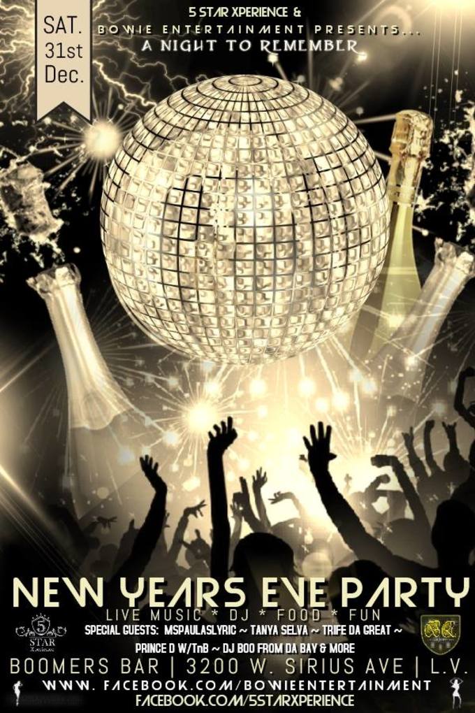 Vegas New Years Eve Party - Tickets - Boomers Las Vegas, Las Vegas, NV - December 31, 2016
