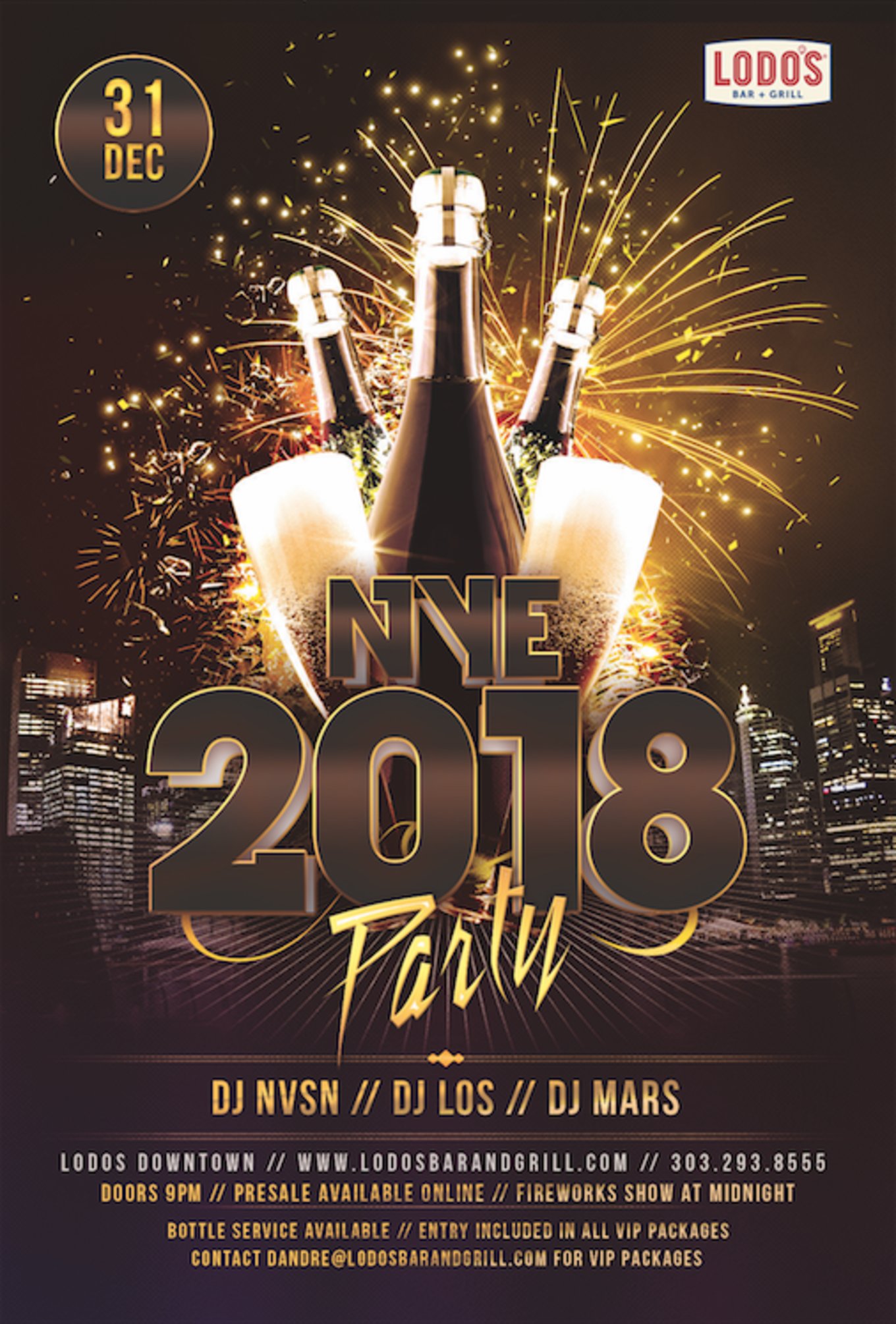 New Year S Eve Downtown Lodo S 2018 Tickets Lodo S Bar And Grill Denver Co December 31 2018