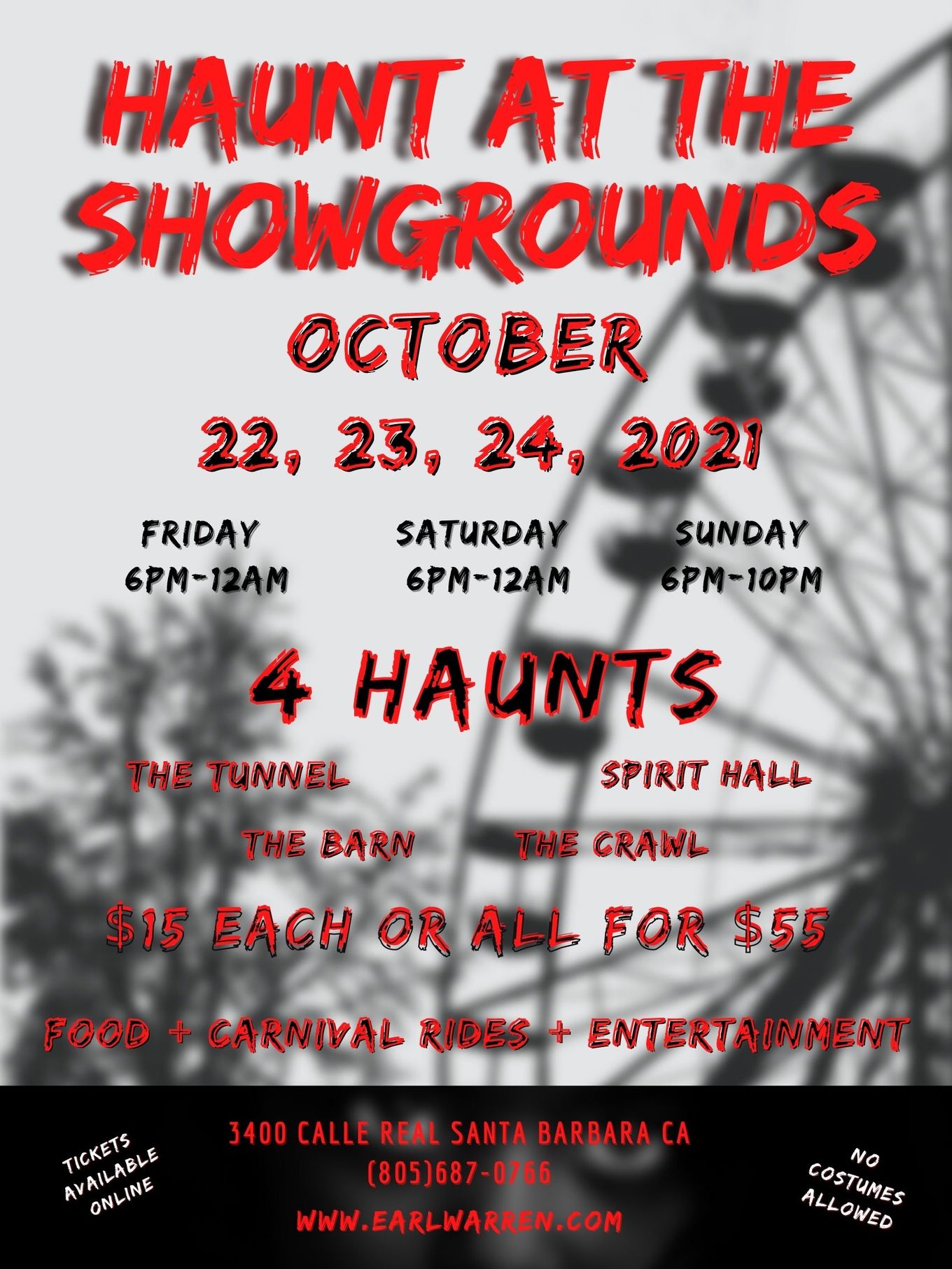 Haunt at the Showgrounds Tickets Earl Warren Showgrounds, Santa