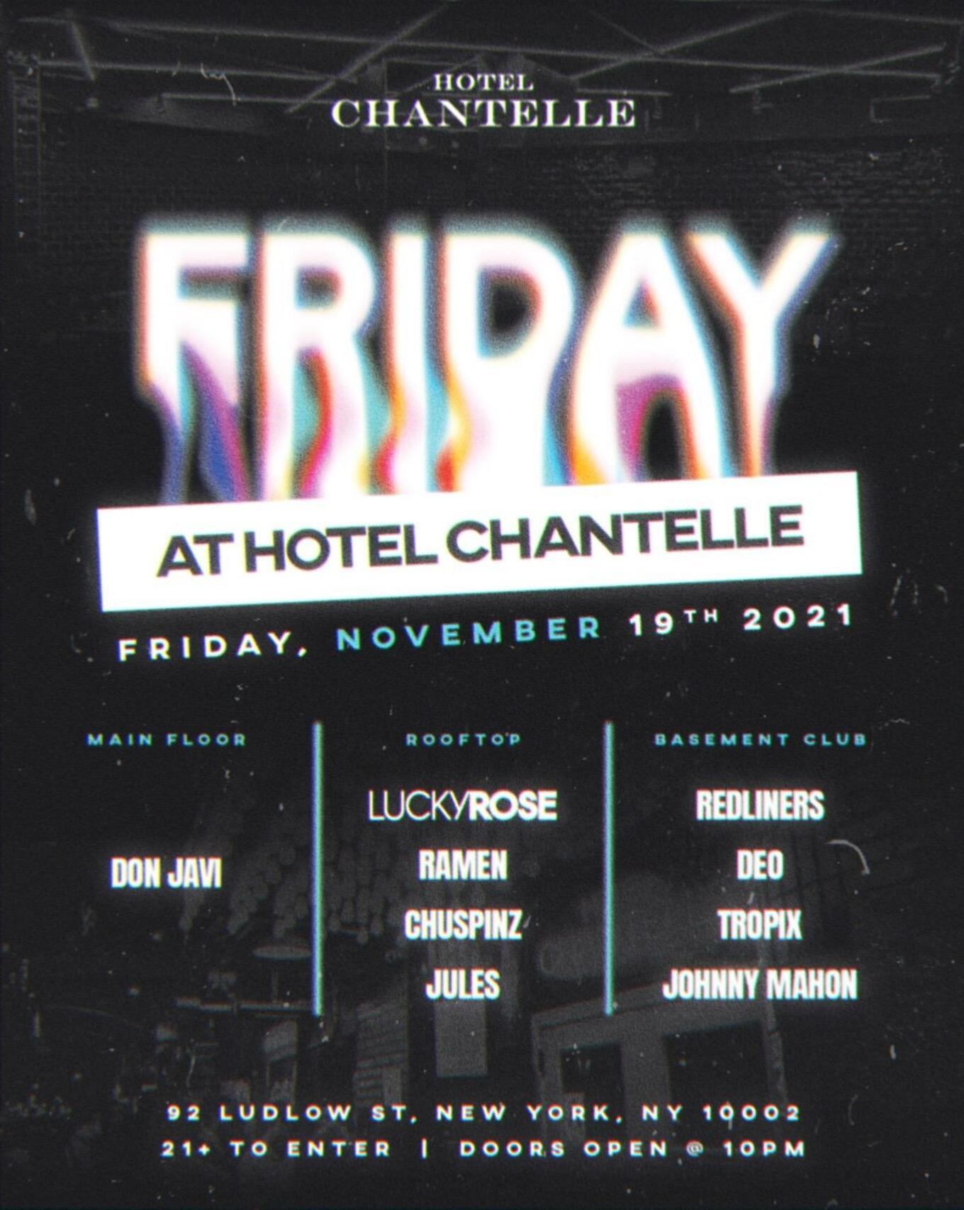 Hotel Chantelle Friday, November 19th Tickets Hotel Chantelle